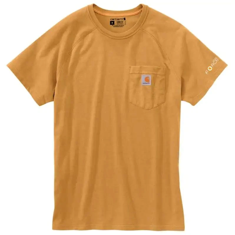 Carhartt Force Shirts: Men's 100410 Y12 Yellowstone Heather Force Cotton Delmont Short-Sleeve T-Shirt