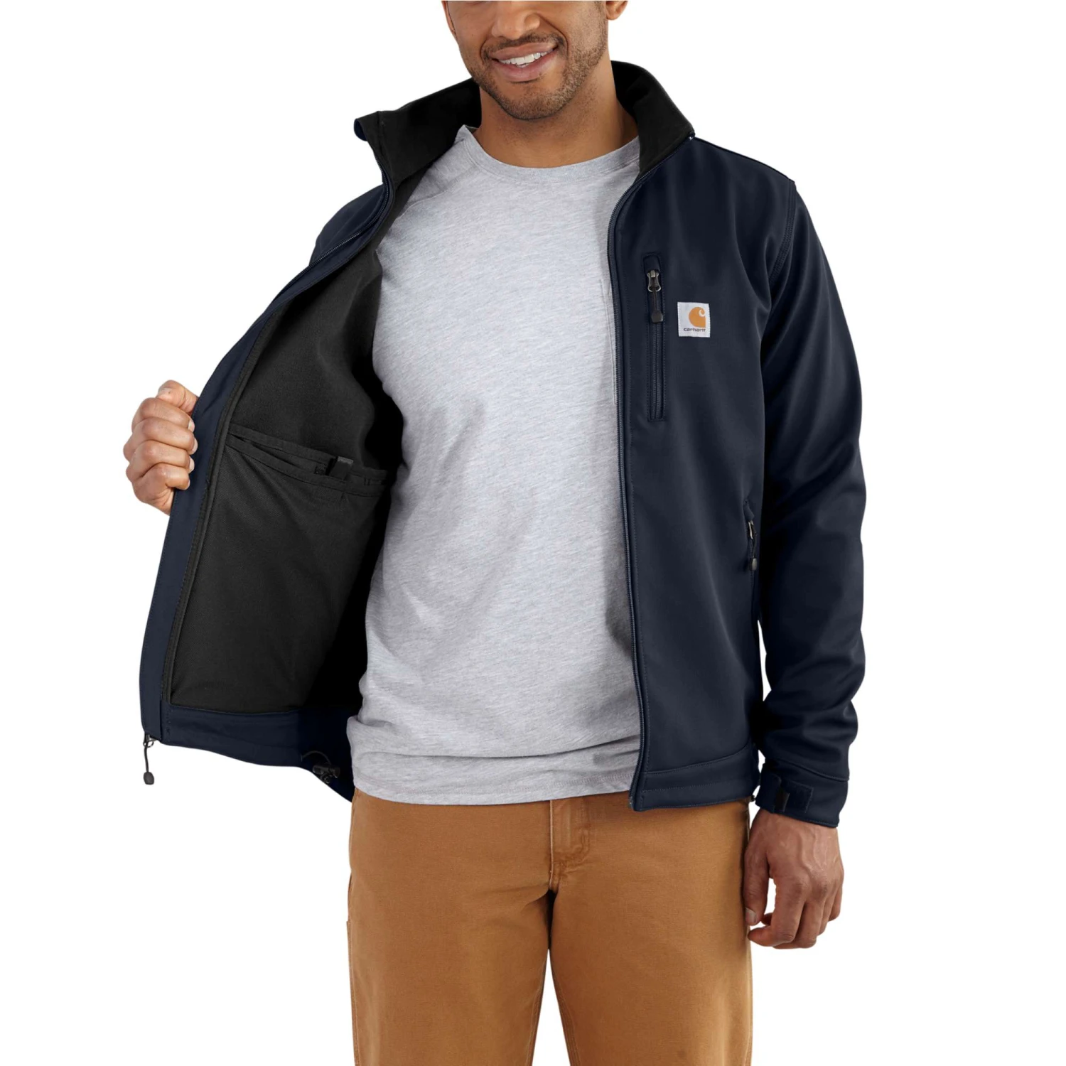Carhartt Jacket: Men's Crowley 102199 412 Navy Water Repellent Jacket - Image 3