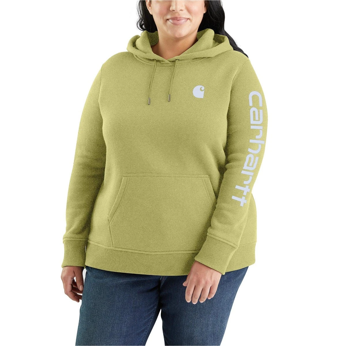 Carhartt Sweatshirts: Women's 102791 GB9 Green Olive Heather Graphic Clarksburg Pullover Hoodie - Image 2