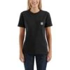 Carhartt Women's Shirt: WK87 103067 001 Black Short Sleeve Pocket Loose Fit Tshirt