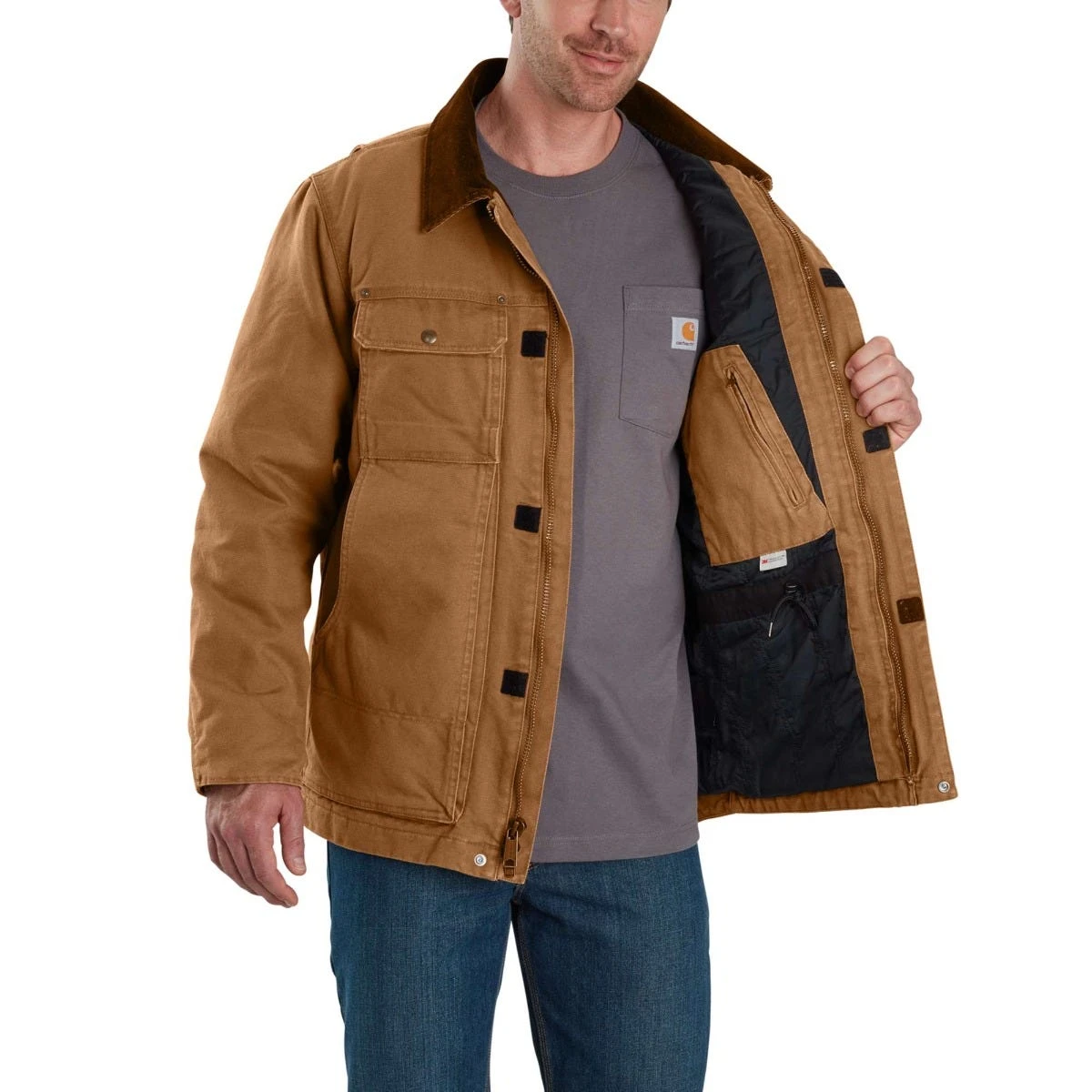 Carhartt Coats: Men's 103283 211 Brown Sandstone Arctic Quilt Lined Winter Coat - Image 3