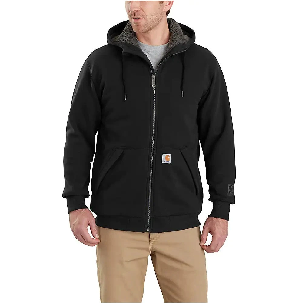 Carhartt Sweatshirt: Men's 103308 001 Black Rain Defender Sherpa-Lined Full-Zip Sweatshirt