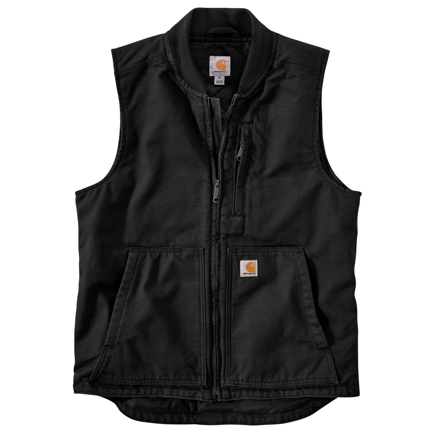 Carhartt Vest: Men's 104395 BLK Washed Duck Insulated Vest - Image 2