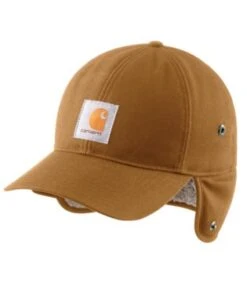 Carhartt Hats: Unisex 104880 BRN Brown Canvas Earflap Cap