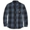 Carhartt Shirts: Men's 105432 I26 Navy Midweight Rugged Flex Relaxed Fit Flannel Shirt