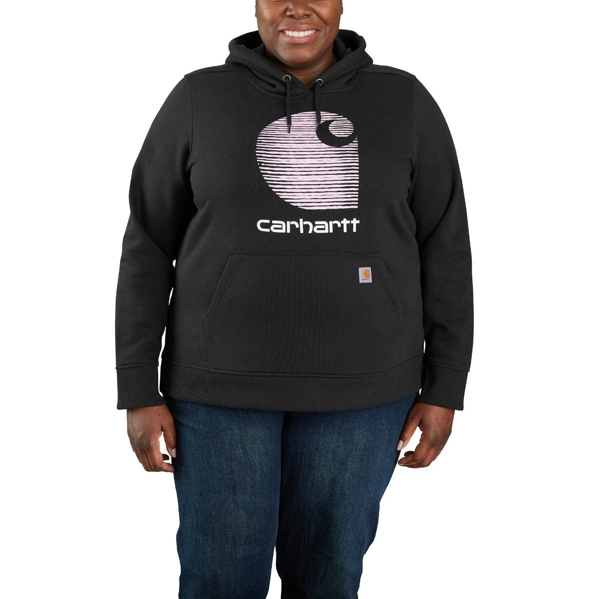Carhartt Sweatshirts: Women's 105636 BLK Black Rain Defender Relaxed Fit “C” Logo Graphic Sweatshirt - Image 2