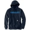 Carhartt Sweatshirts: Men's 105944 472 New Navy Rain Defender Loose Fit Logo Graphic Sweatshirt