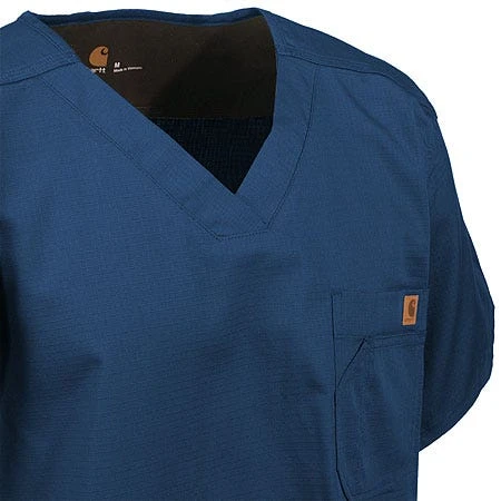 Carhartt Scrubs: Men's Navy Cotton Ripstop Utility Scrub Top C15108 NVY - Image 2