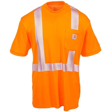 Carhartt Force Shirts: Men's Force Orange 100495 824 Hi Vis Short Sleeve Work Shirt - Image 2