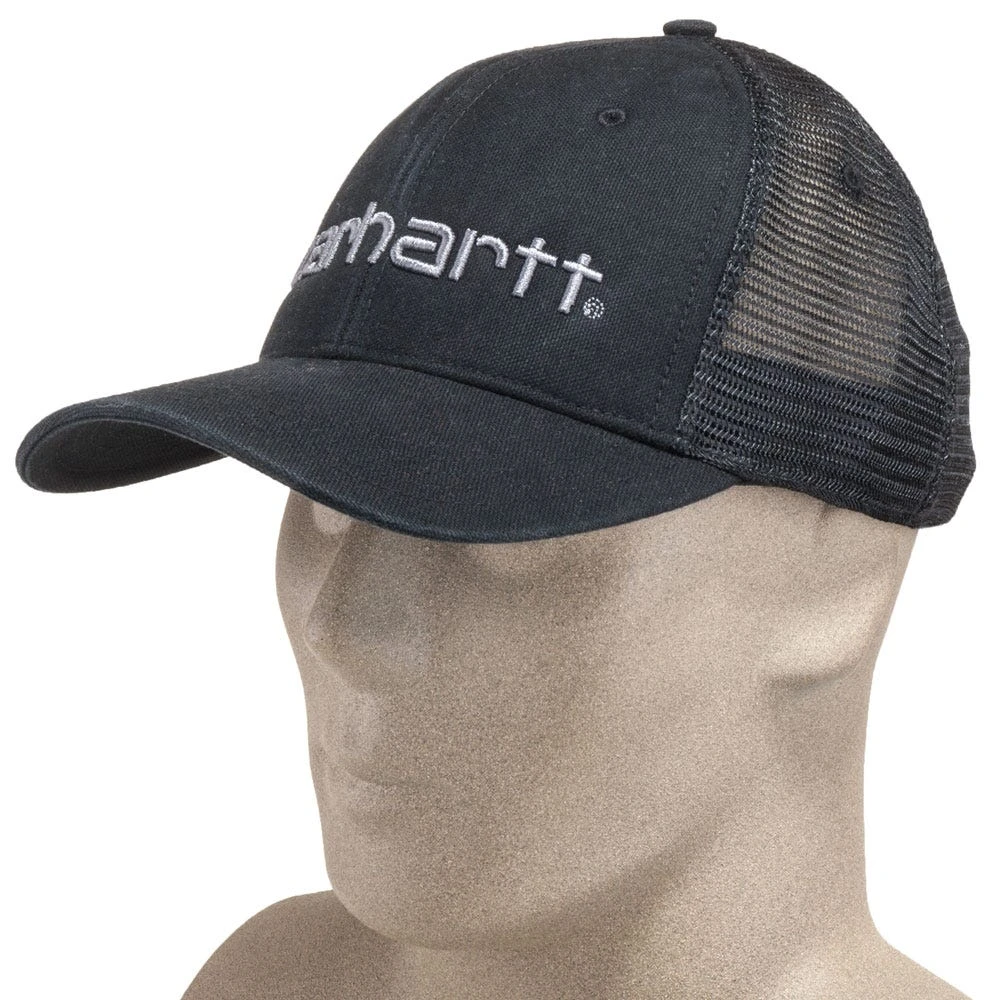 Carhartt Caps: Men's 101195 001 Black Cotton Canvas Mesh Back Dunmore Baseball Cap - Image 2