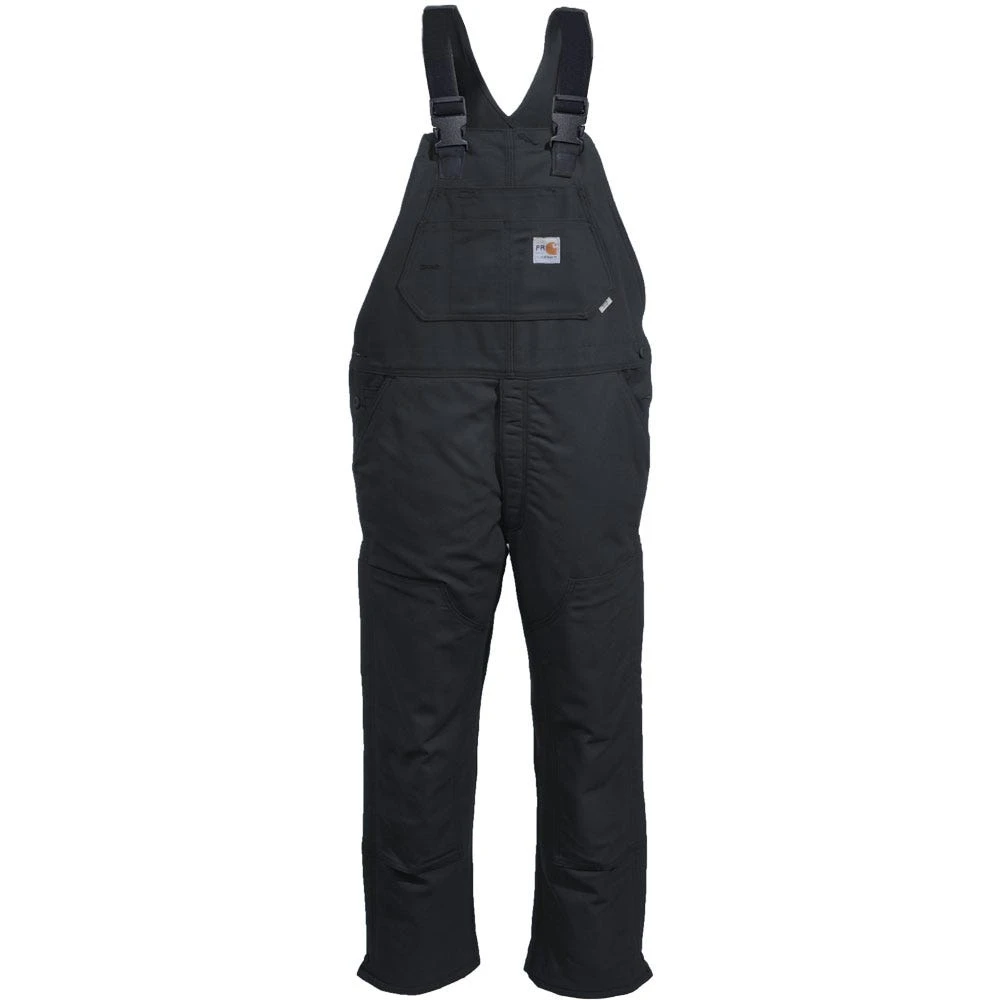 Carhartt Overalls: Men's 101626 001 Black FR Quilt Lined Cotton Duck Bib Overalls - Image 2