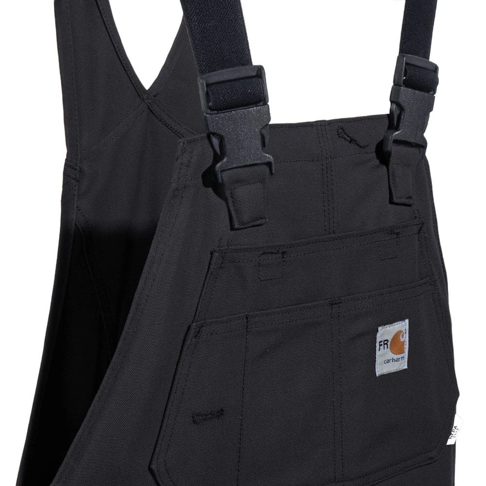 Carhartt Overalls: Men's 101626 001 Black FR Quilt Lined Cotton Duck Bib Overalls - Image 3