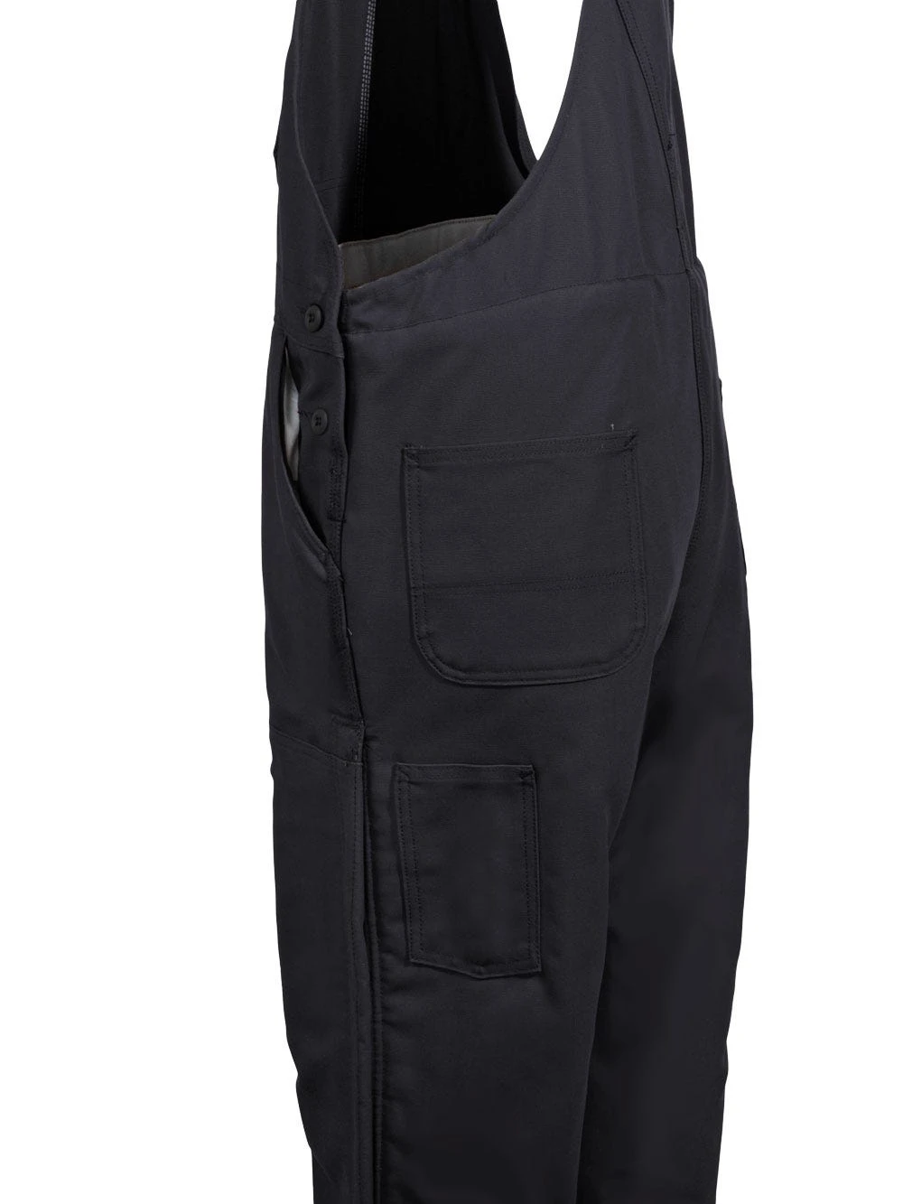 Carhartt Overalls: Men's 101626 001 Black FR Quilt Lined Cotton Duck Bib Overalls - Image 4