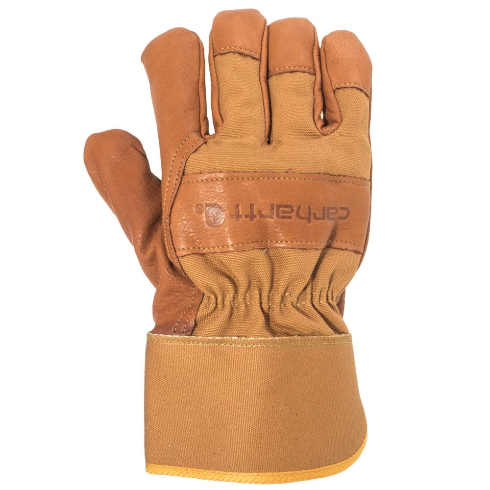 Carhartt Gloves: Unisex A513 BRN Insulated Grain Brown Leather Work Gloves - Image 3