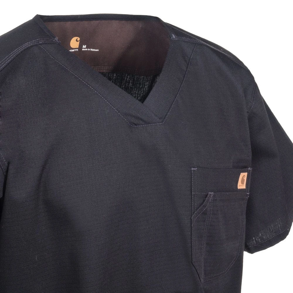 Carhartt Scrubs: Men's C15108 BLK Black Solid Ripstop Scrub Utility Top - Image 2