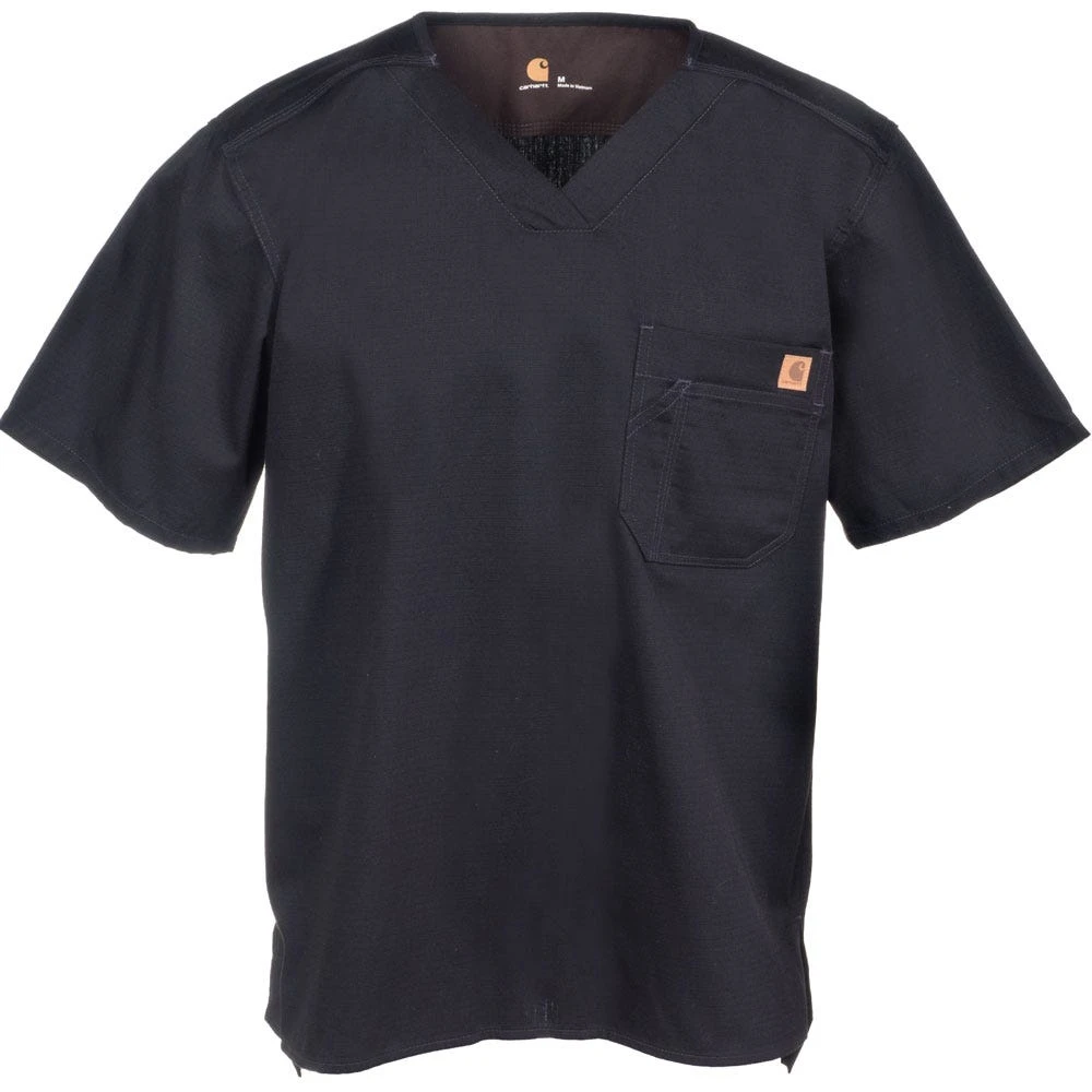 Carhartt Scrubs: Men's C15108 BLK Black Solid Ripstop Scrub Utility Top - Image 3