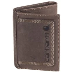 Carhartt Wallets: Men's B000021320199 Brown Detroit Leather Trifold Wallet