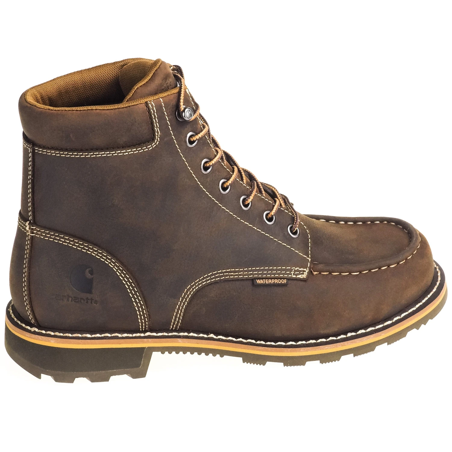 Carhartt Boots: Men's CMW6197 Brown Waterproof 6-Inch General Toe Work Boots - Image 4
