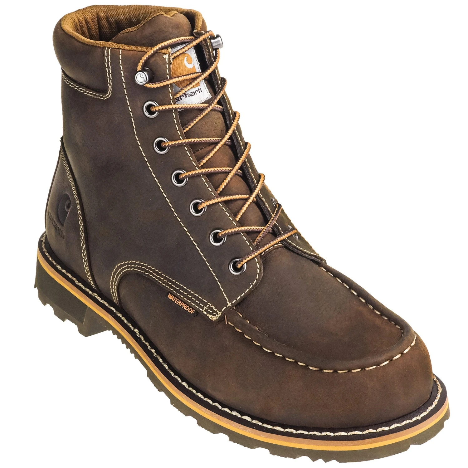 Carhartt Boots: Men's CMW6197 Brown Waterproof 6-Inch General Toe Work Boots - Image 5