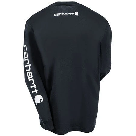 Carhartt Shirts: Men's Black K231 BLK Logo Cotton Jersey Long Sleeve Tee Shirt