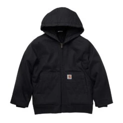Carhartt Jackets: Boys' CP8545 BLK Black Cotton Canvas Lined Jacket