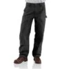 Carhartt Pants: Men's B136 BLK Black Washed Duck Double-Front Utility Work Pant