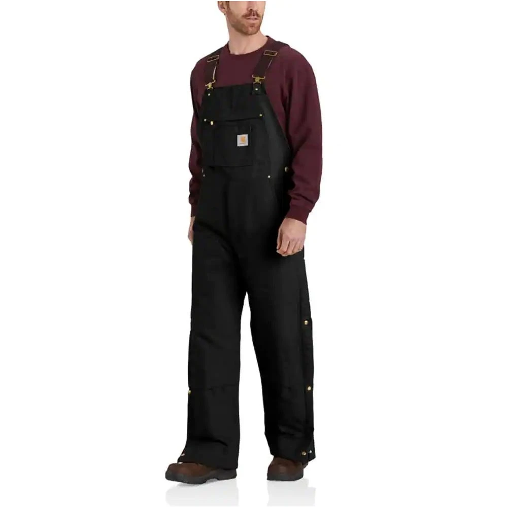 Carhartt Overalls: Men's 104393 BLK Black Loose Fit Firm Duck Insulated Bib Overall