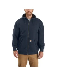 Carhartt Sweatshirts: Men's 104078 472 New Navy Midweight Rain Defender Thermal Lined Sweatshirt