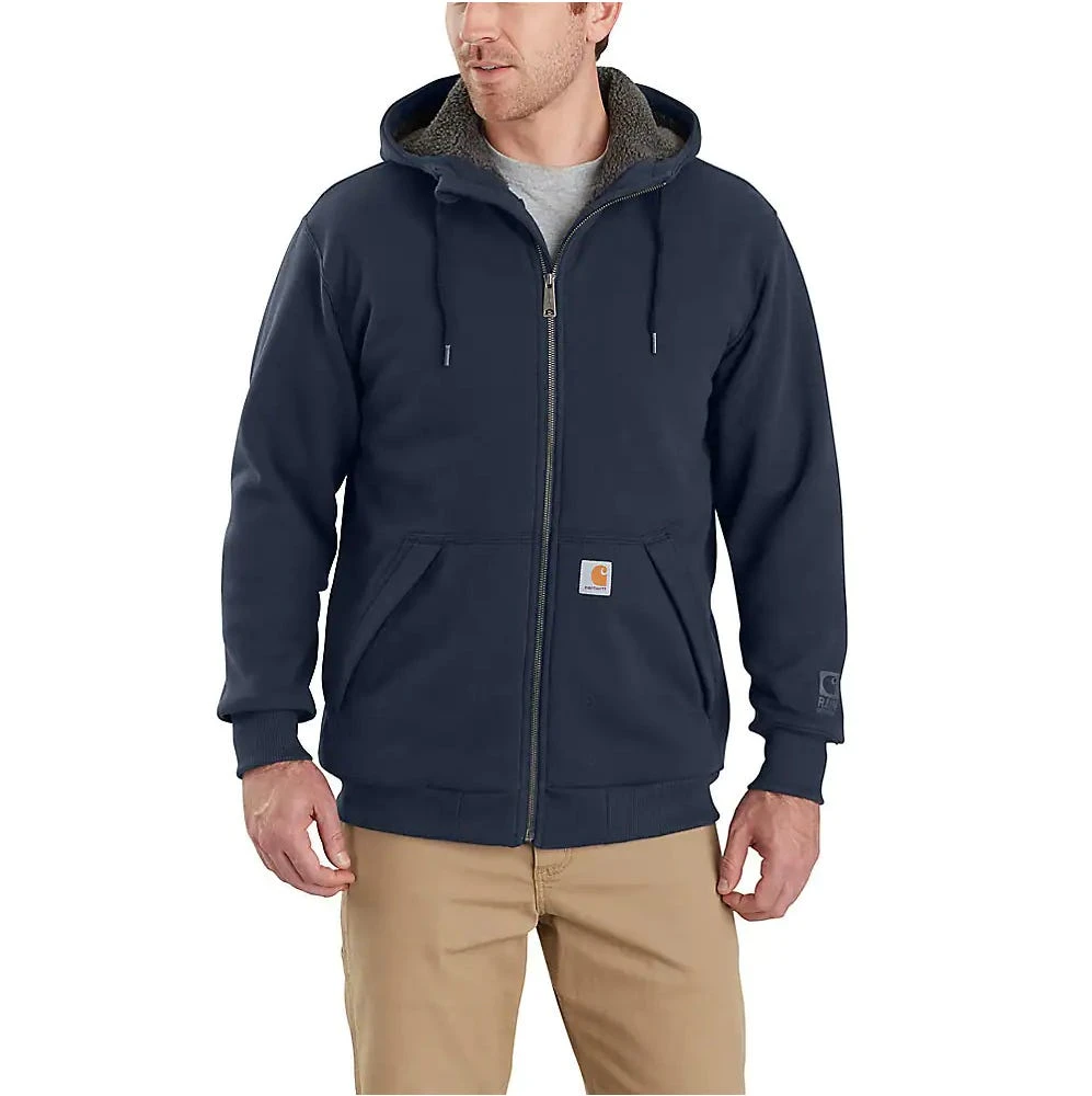 Carhartt Sweatshirt: Men's 103308 472 Navy Rain Defender Sherpa-Lined Full-Zip Sweatshirt