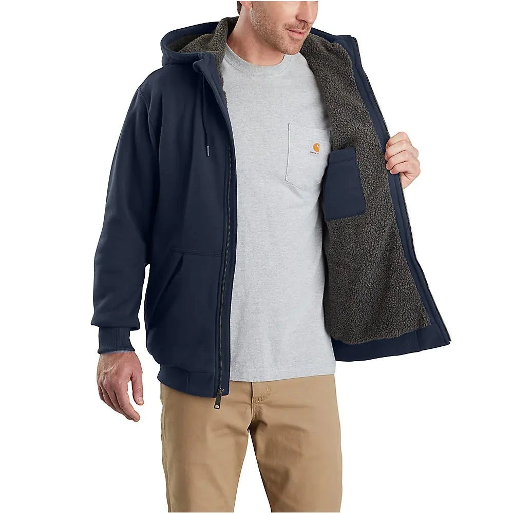 Carhartt Sweatshirt: Men's 103308 472 Navy Rain Defender Sherpa-Lined Full-Zip Sweatshirt - Image 3