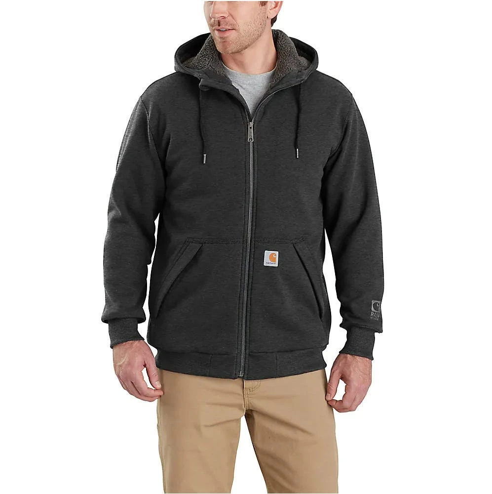 Carhartt Sweatshirt: Men's 103308 026 Carbon Heather Rain Defender Sherpa-Lined Full-Zip Sweatshirt