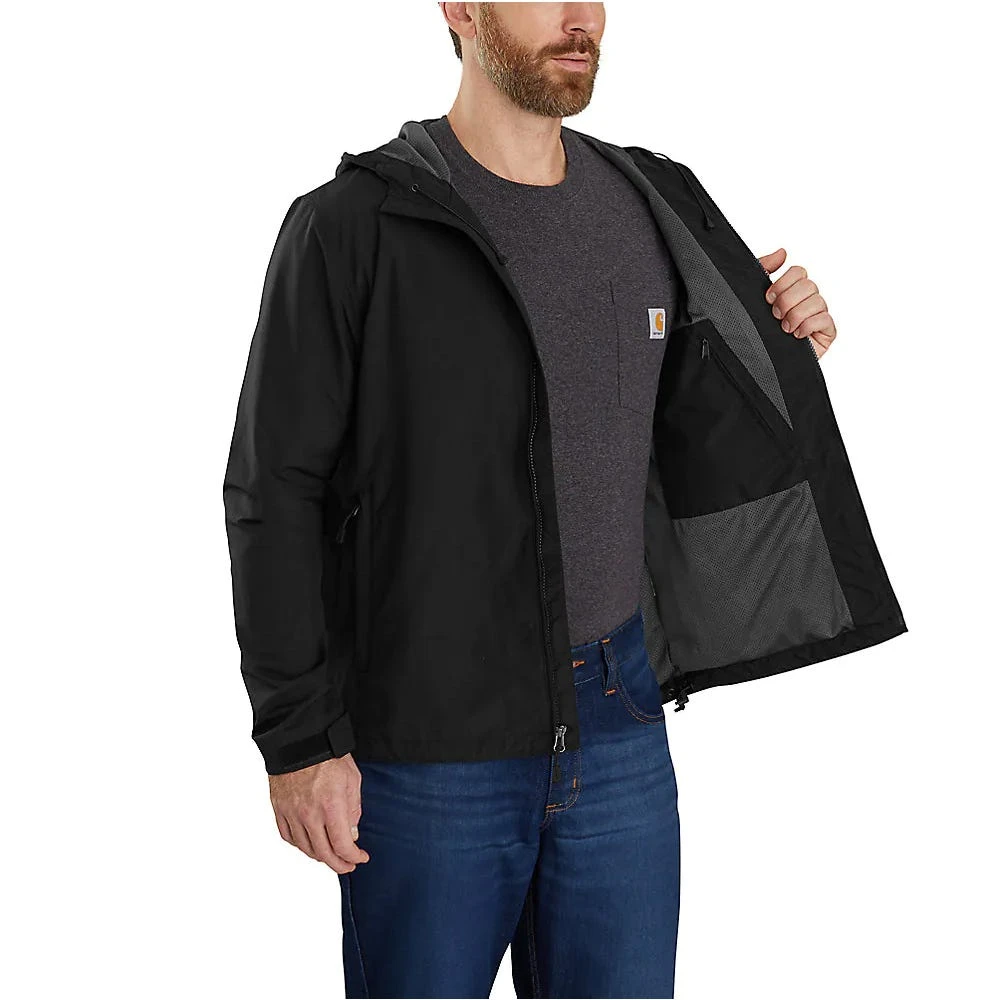 Carhartt Jacket: Men's 104671 N04 Black Rain Defender Relaxed Fit Lightweight Jacket - Image 3
