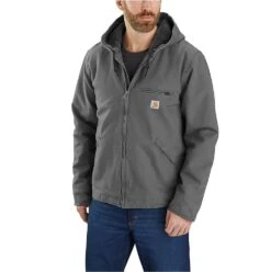 Carhartt Jackets: Men's 104392 GVL Gravel Relaxed Fit Washed Duck Sherpa-Lined Jacket