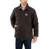 Carhartt Coats: Men's 104293 DKB Dark Brown Loose Fit Washed Duck Sherpa-Lined Coat