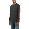 Carhartt Shirts: Men's K231 CRH Carbon Heather Cotton Long Sleeve Logo Shirt