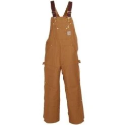 Carhartt Overalls: Men's R37 BRN Brown Double Knee Duck Bib Overalls