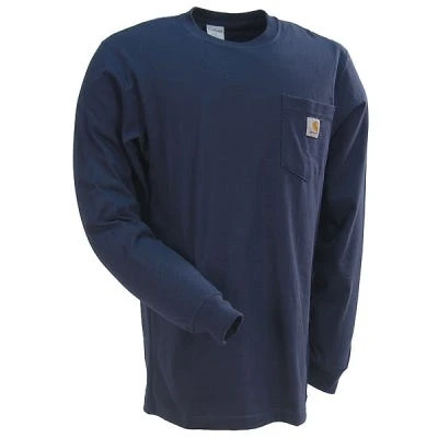 Carhartt Shirts: Men's Navy K126 NVY Cotton Long Sleeve Work Shirt - Image 2