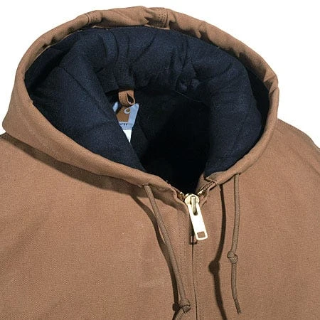 Carhartt Jackets: Men's J140 BRN Brown Flannel Lined USA Made Hooded Active Jacket - Image 2