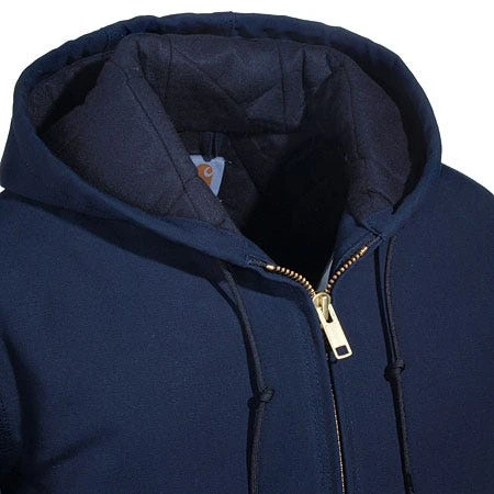 Carhartt Jackets: Men's J140 DNY Navy Hooded USA Made Flannel Lined Active Jacket - Image 2