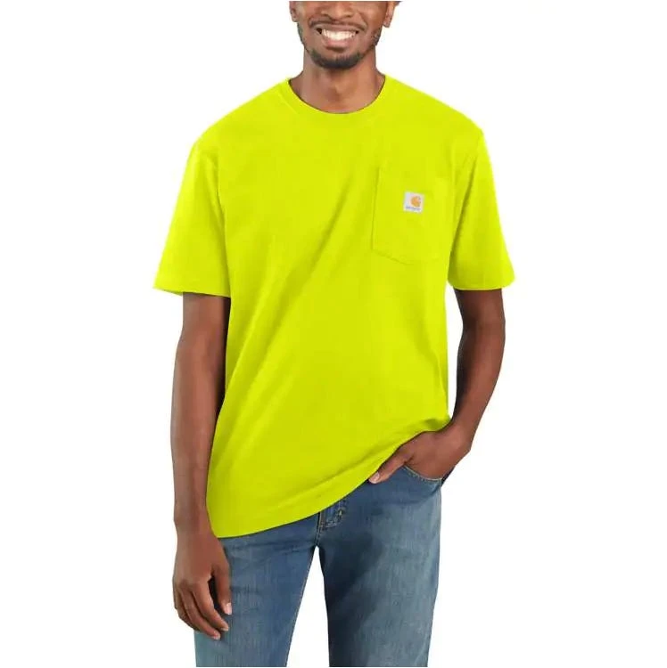 Carhartt Shirts: Men's K87 BLM Brite Lime Heavyweight Short Sleeve Loose Fit Pocket T Shirt - Image 2