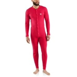 Carhartt Underwear: Men's MUS130 Red Classic Union Cotton-Poly Suit