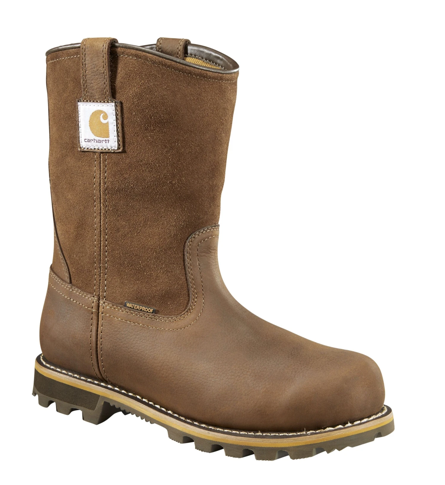Carhartt Boots: Men's CMP1053 Brown Waterproof Slip Resistant Wellington Work Boot - Image 3