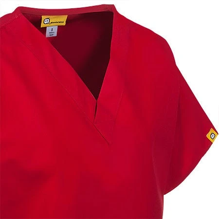 WonderWink Scrubs: Women's Red Bravo V-Neck Cotton Blend Scrub Top 6016 RED - Image 2